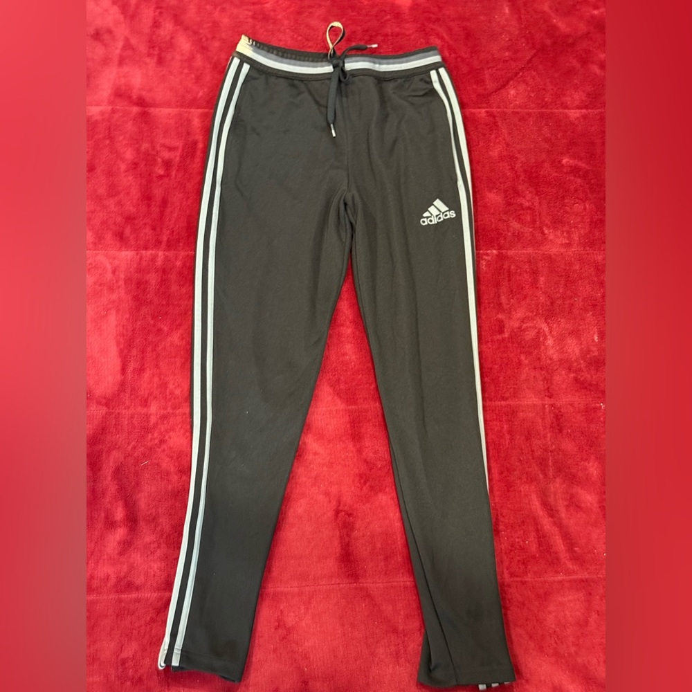 Adidas Kids Black Joggers with White Stripes